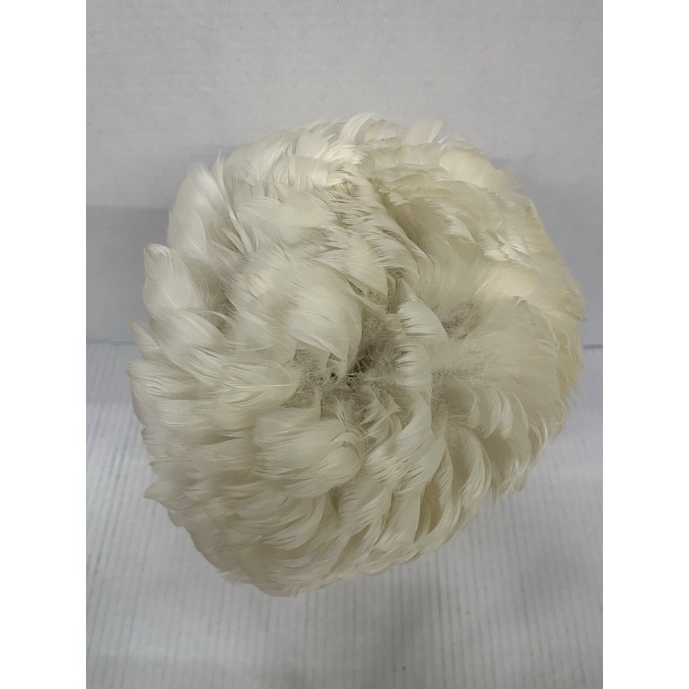 Vintage‎ 1950's Ivory Feather Hat With Netting Mid century Fascinator Millinery